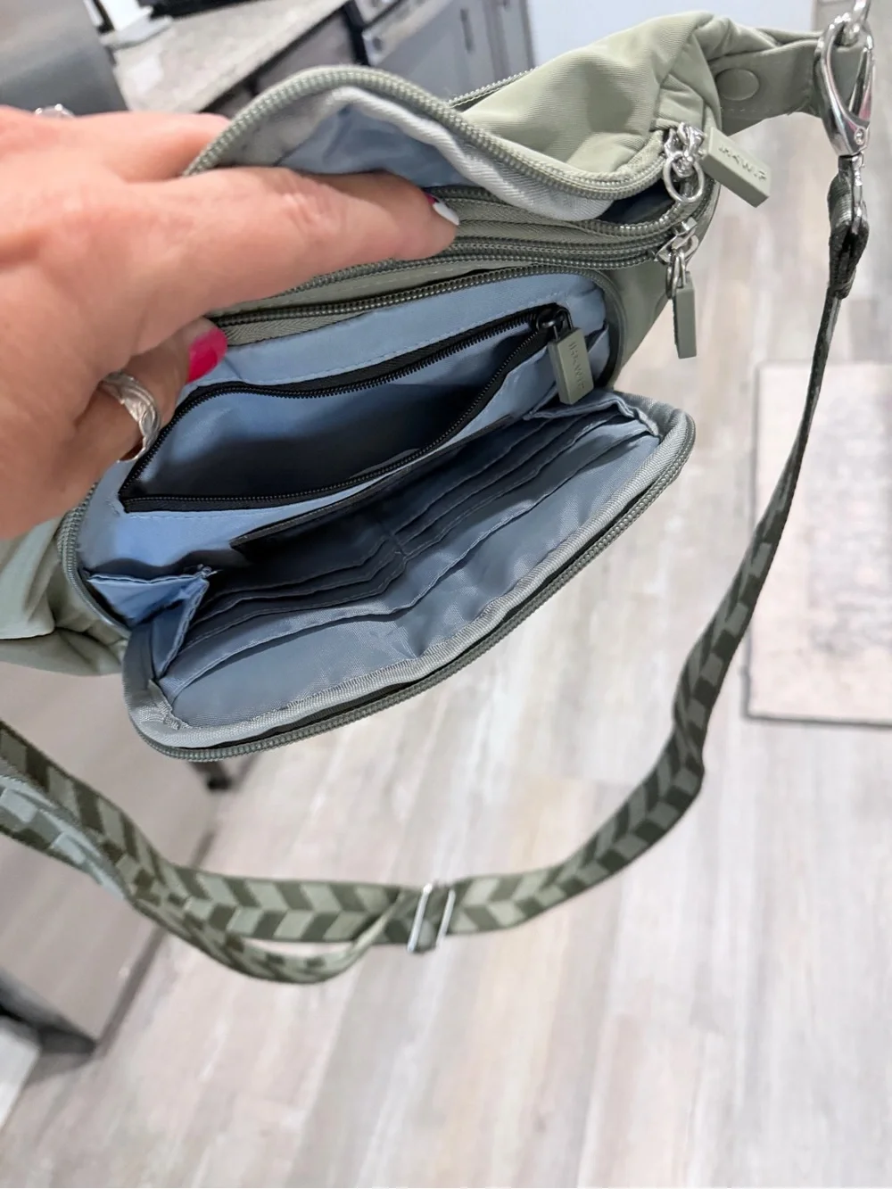 Light Sage Crossbody Bag with Adjustable Strap - Picture 4 of 5